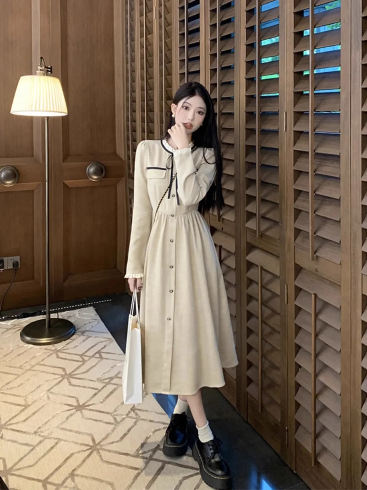 French  Sle Long Sleeve Dress Women's Autumn and Winter 2024 New Arrival Fancy Temperament Waist-Controlled Slimming ...