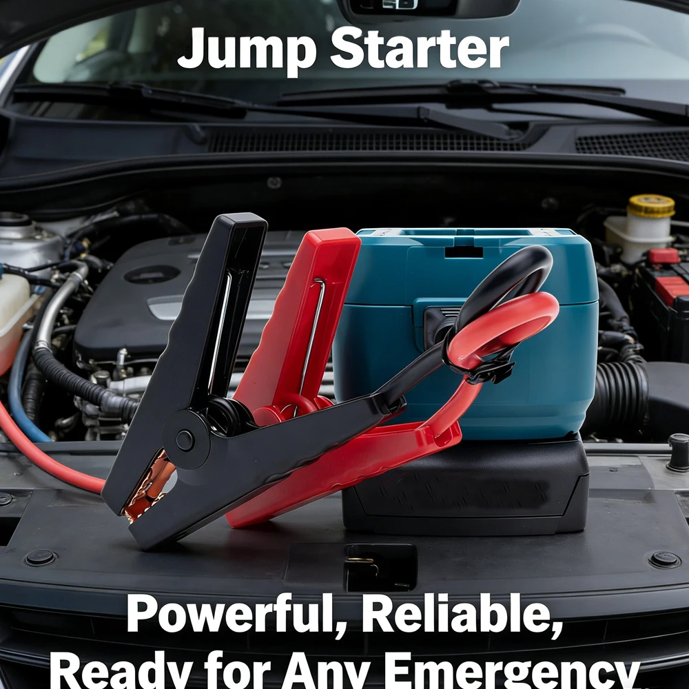 

Автомобильное пусковое устройство (джамп-стартер) для литиевых аккумуляторов DeWalt/Milwaukee/Makita/Bosch 18В, кабель-адаптер, аварийный инструмент