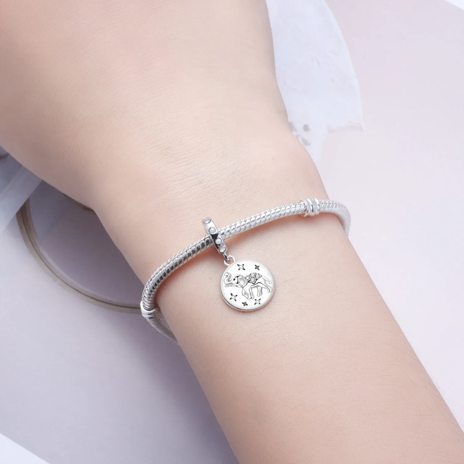 CYMYSS 925 Sterling Silver Charm Cute Animals Bead Elephant Pendant Fit Bracelets Necklace DIY Jewelry Making Party Gift
