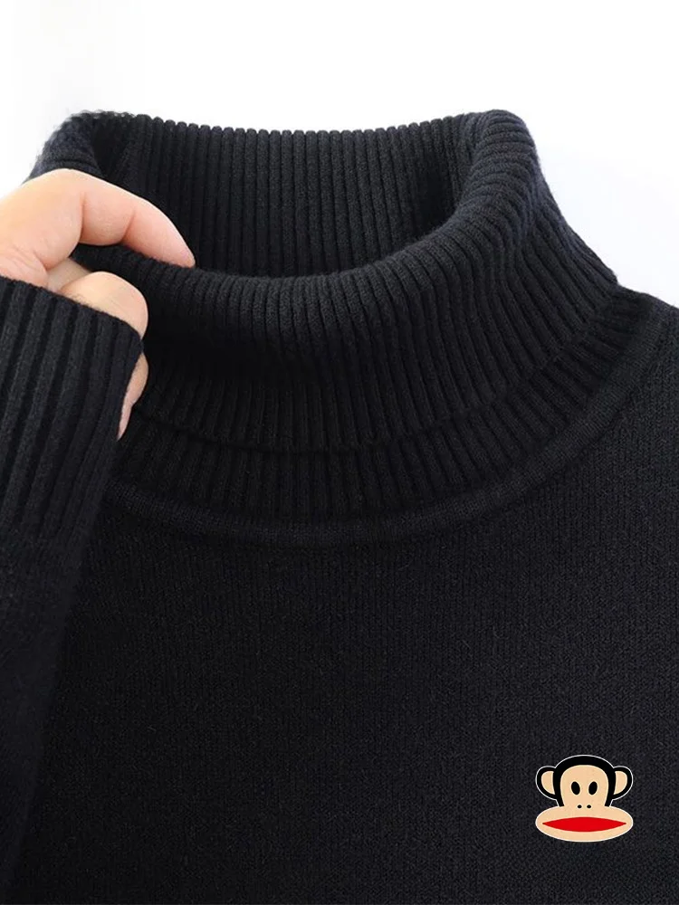 

Мужской трикотажный свитер с высоким воротом на флисовой подкладке, термобелье, повседневный модный зимний свитер, удобный, мягкий, с длинными рукавами