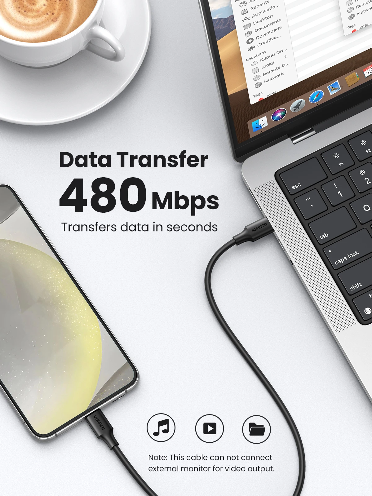 UGREEN USB C إلى USB C كابل PD60W آيفون 17 16 15 ماك بوك باد كابل شحن سريع 20 فولت 3A نوع C شاحن سريع PD كابل USB C #3