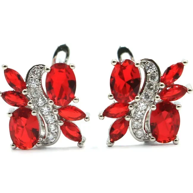 

5g Customized 925 SOLID STERLING SILVER Earrings Iolite Tanzanite Green Amethyst Purple Amethyst Red Blood Ruby