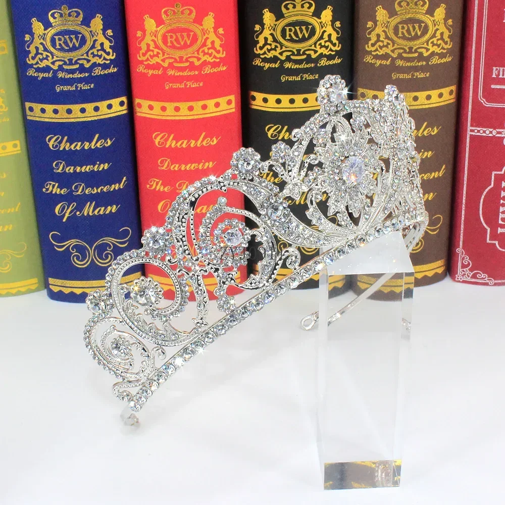 *الزفاف الأوروبي الأمريكي الرائع الزركون تاج المنصة الجمال الملكة الأميرة عيد ميلاد التيجان اكسسوارات الزفاف مجوهرات هدايا
