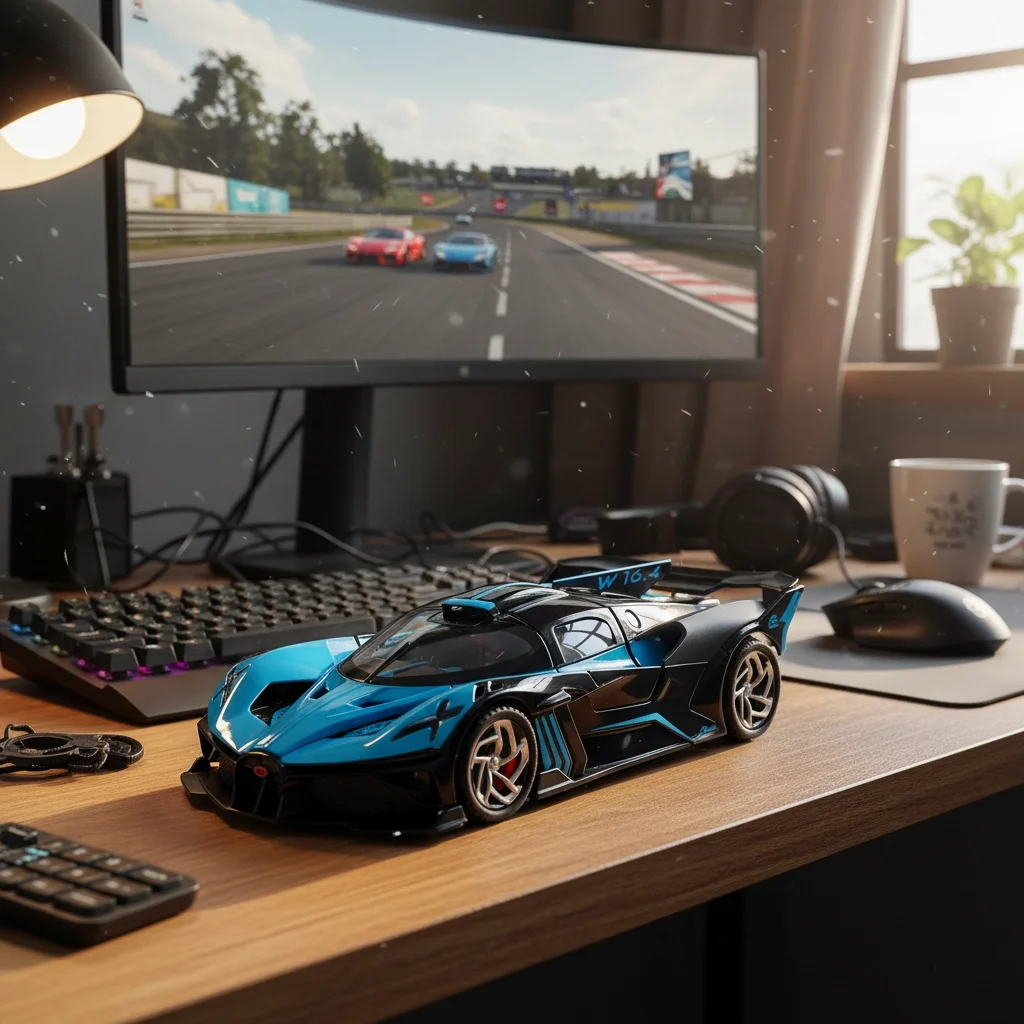 Modèle de voiture de Sport en alliage Bugatti Bolide, jouets de Simulation, véhicule en métal moulé sous pression avec son et lumière, décoration rétractable, cadeaux pour garçons, 1/32