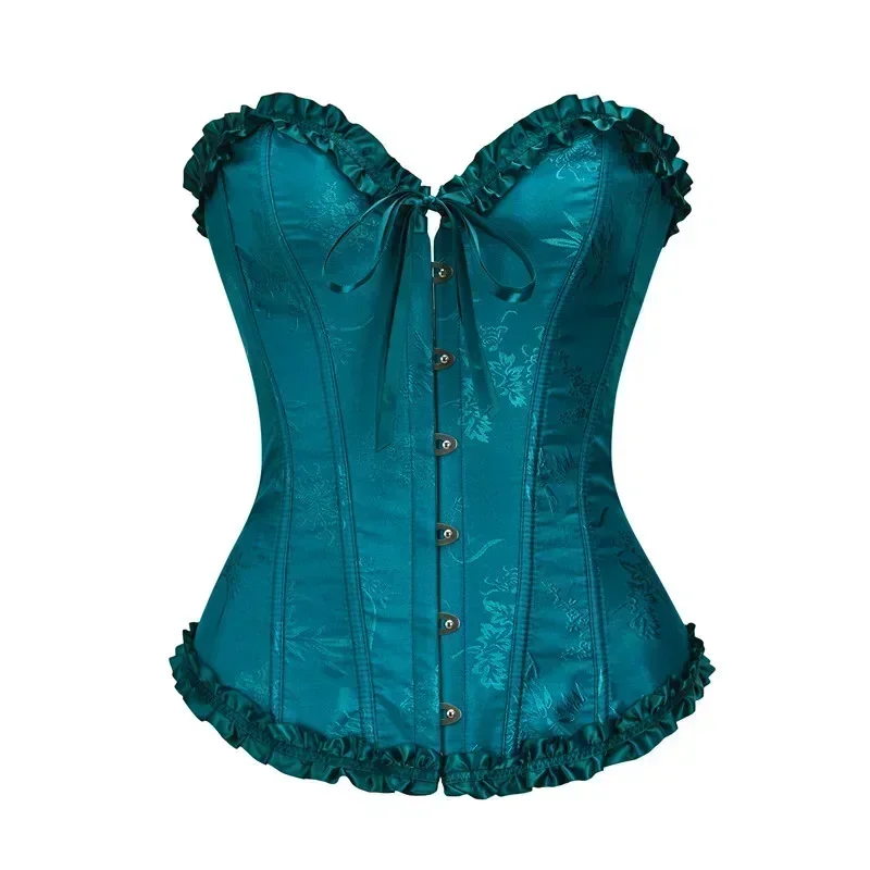 Plus Size Corsets and Bustiers for Women Top Sexy Corselet Overbust Brocade Vintage Renaissance Bodice Blue Yellow Green White