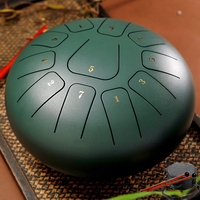 Hluru 8 Inch Steel Tongue Drum 11 Notes Tank Drum Key F Glucophone Handpan with Carry Bag for Meditation