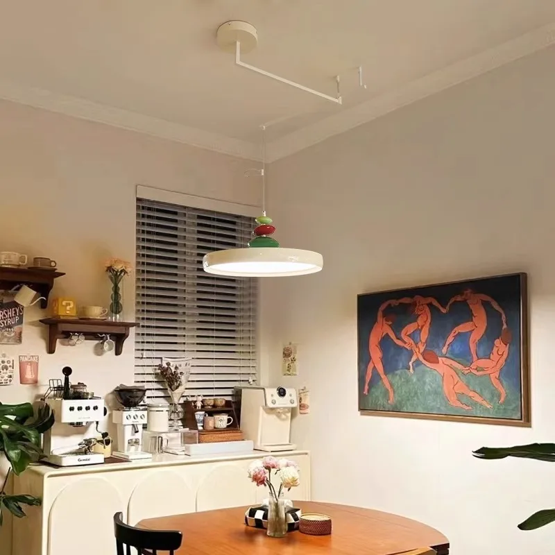 Milky White Rocker Chandeliers Foldable Retractable Dining Table Lamps LED Minimalist Modern Home Restaurant Hanging Chandelier