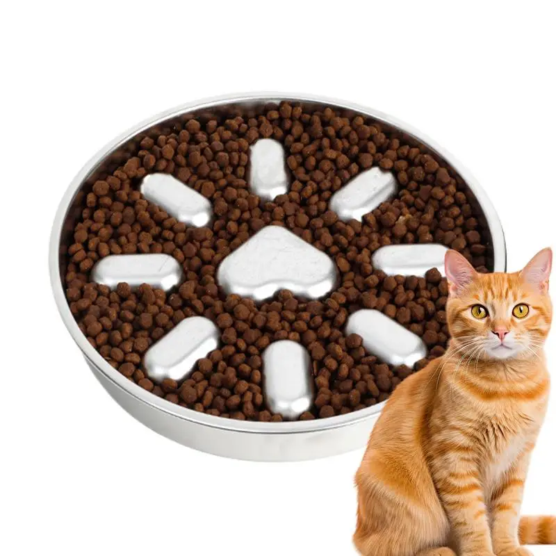 

Dog Slow Feeder Dog Bowl To Slow Down Eating Stainless Steel Non-Slip Maze Dishes Interactive Anti-Choking Food Containers For