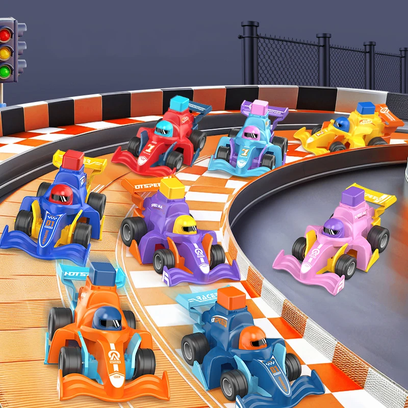 เด็กการ์ตูนกด Inertia Kart รถของเล่นดึงกลับรถแข่งเด็กปริศนาเลื่อนของเล่นเด็กสาว 1-3 ปีของขวัญ