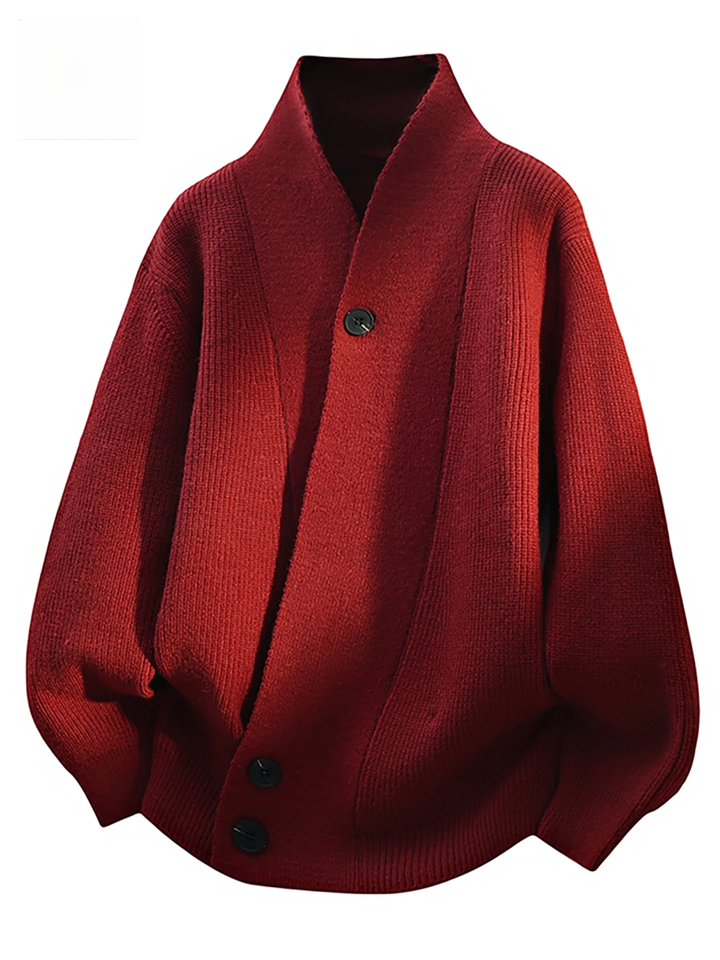 

Теплый вязаный кардиган с V-образным вырезом, повседневный, в стиле кэжуал, красный новогодний свитер, верхняя одежда для мужчин, дышащий материал, похожий на флис