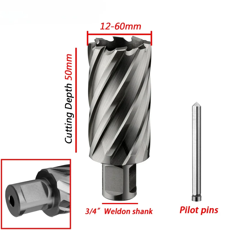 12-60mm x 50mm HSS Annular Cutter With 3/4