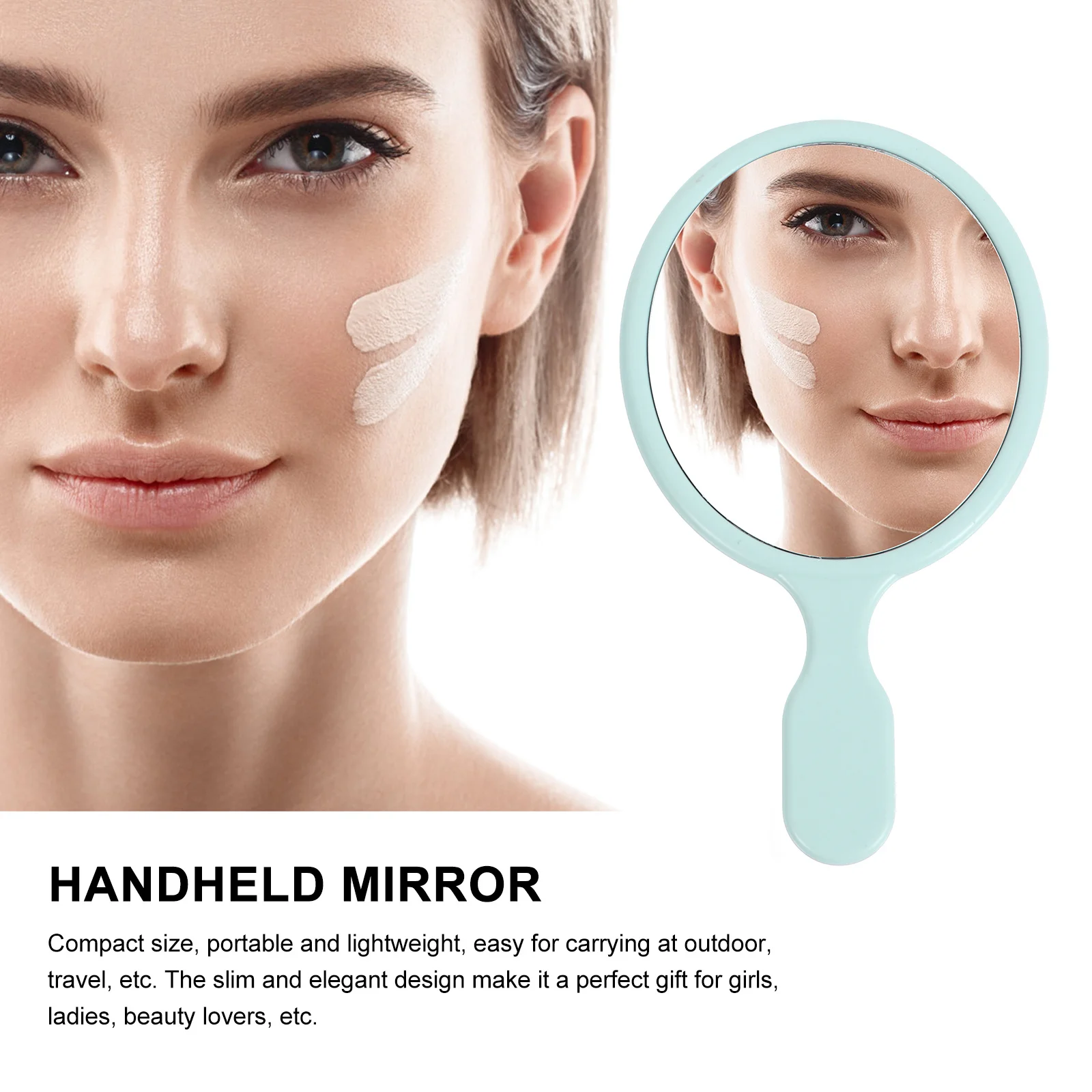 5 قطع مرآة صغيرة الحجم محمولة باليد، تصميم محمول للأميرة للسفر والحمام للاستخدام اليومي هدية للنساء #4
