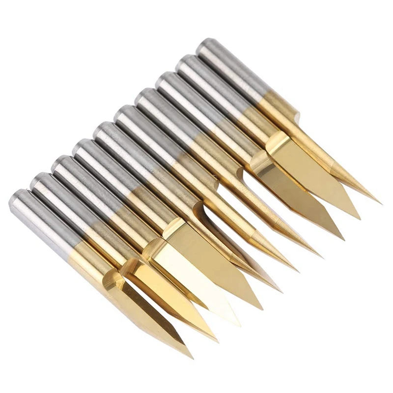 V Grooving Router Bit Engraving CNC Cutter Bit 3.175Mm Coated Tungsten Steel Engraving (3.175X30°X0.1) 10Pcs