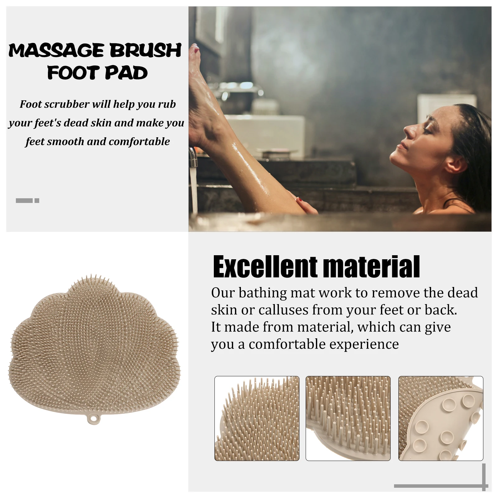 

Foot Back Scrubber Set Tpe Exfoliating Bath Massage Pad Non-Skid Suction Cup Shower Wall Mounted Body Scrubber