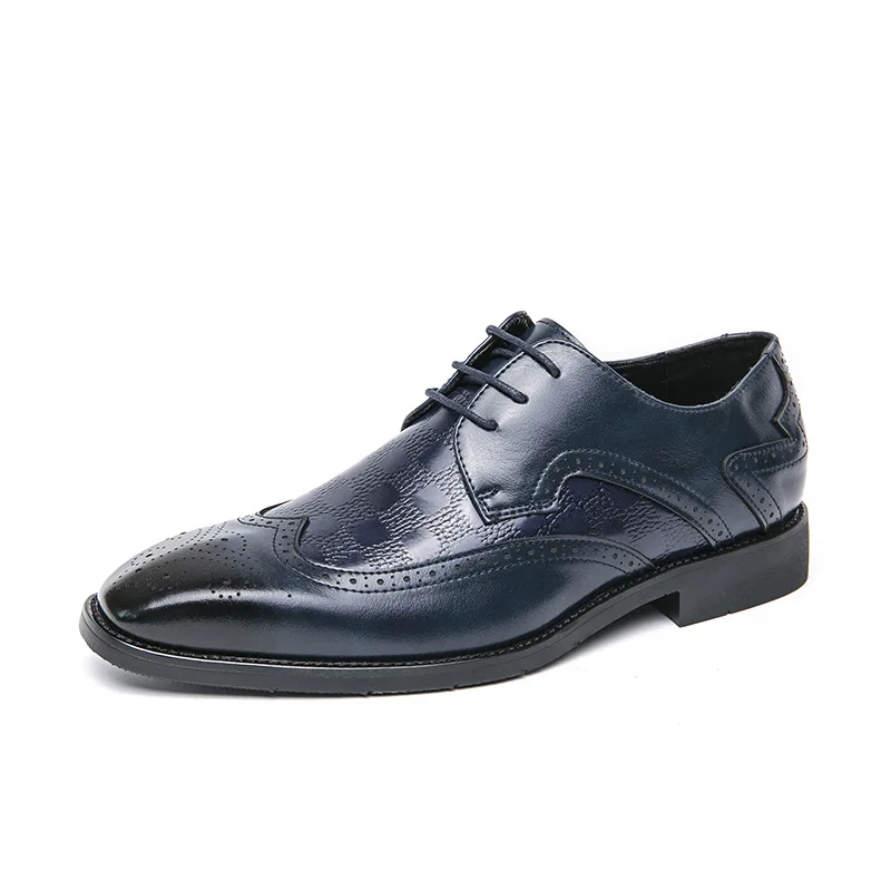 Brand Men’s Oxford Dress Classic Men Formal Shoes Lace Up Leather Business Shoes English Style Thick Soled Pointed Leather Shoes