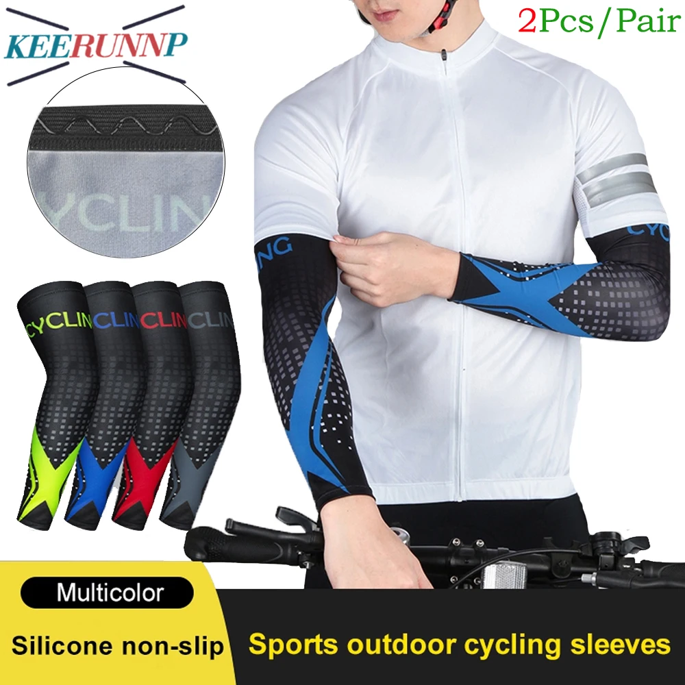 1Pair Arm Sleeves Unisex Summer Cooling UV Protection Anti-slip Arm Cover Sports Tattoo Cover UPF 50 for Driving Fishing Cycling