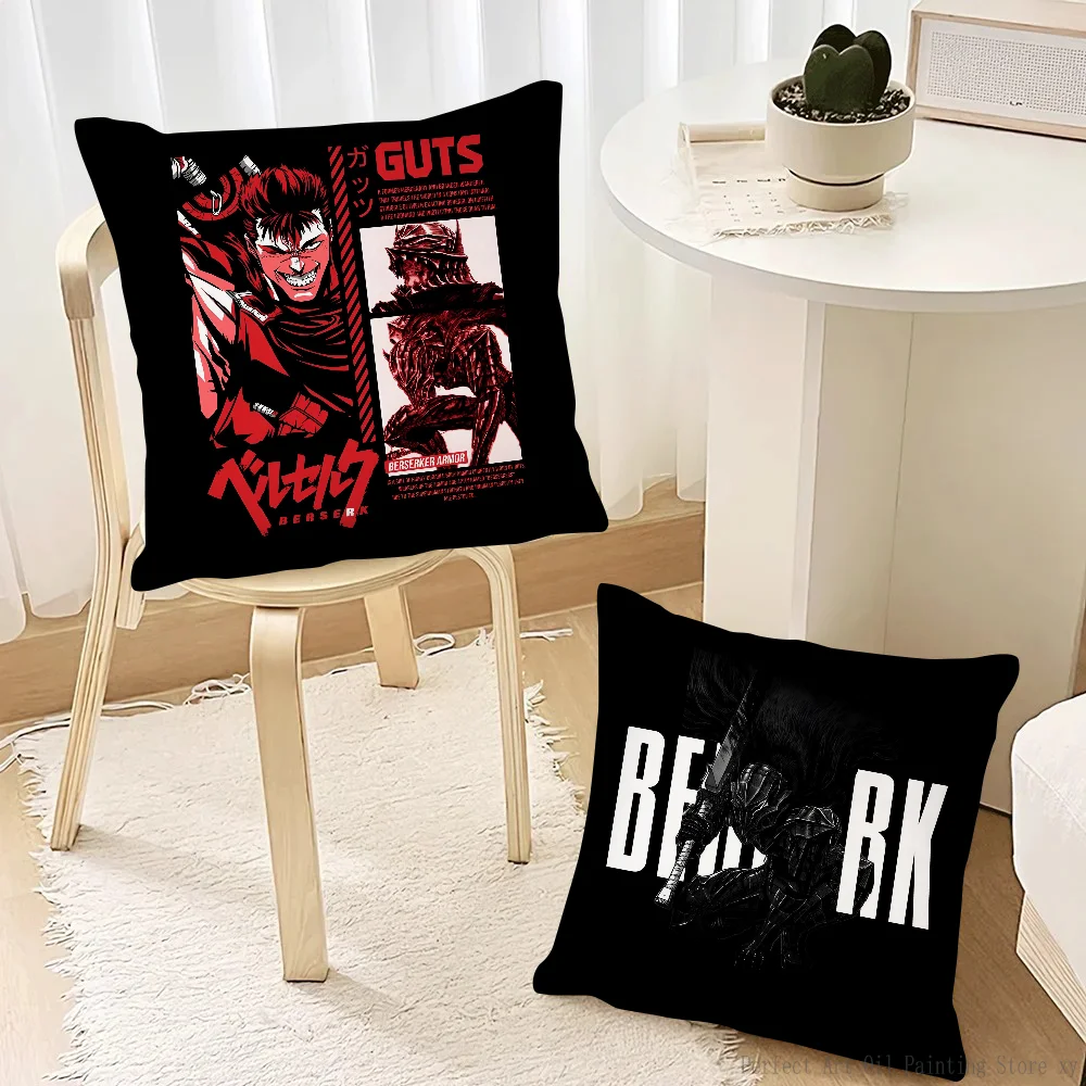 Berserk Anime Black And White Pillow Case Fashion Square Pillowcase Bedroom Sofa Room Ins Decoration Leisure Cushion Cover 40x40