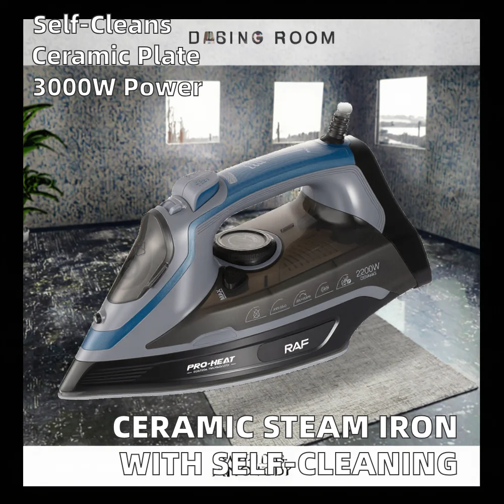 High-Quality 3000W Stainless Steel Sole Plate Electric Dry Iron with Self-Cleaning Function and 1.8m Cord