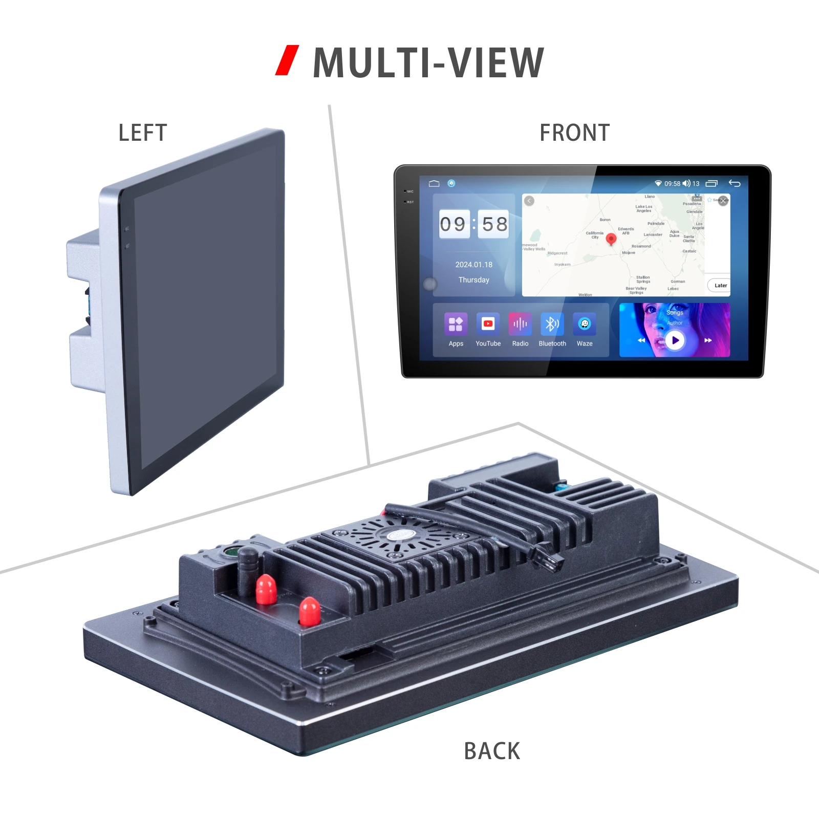 DPM6310P 10" 2K Android Car Radio Stereo Player Wireless CarPlay Touch Screen Multimedia System with Navigation Bluetooth DSP