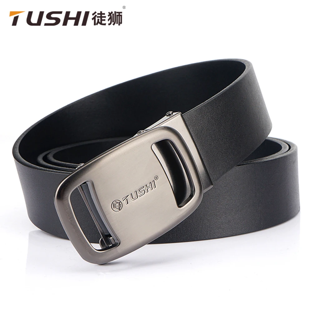 TUSHI New Golf Sports Belt For Men Belts Quality Genuine Luxury Leather Belt Male Metal Automatic Buckle Jeans Ratchet Belts