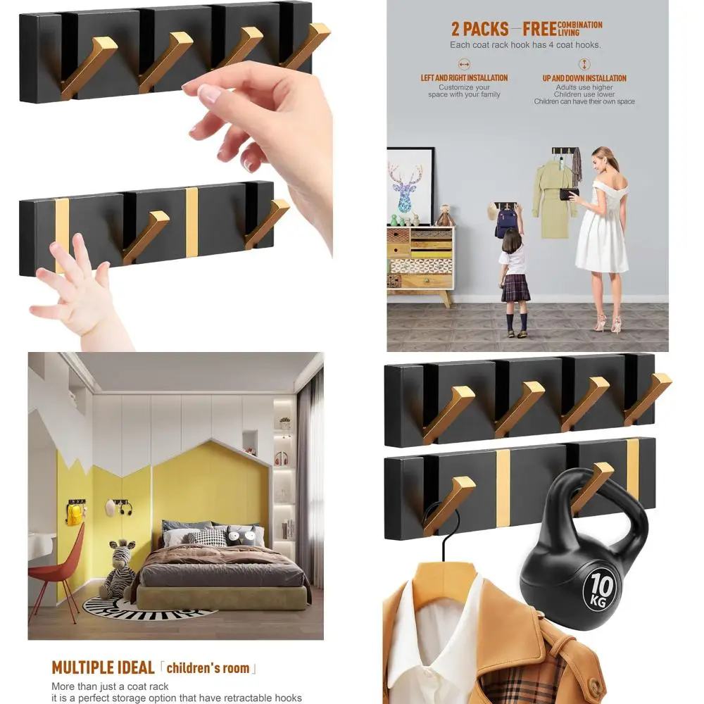 

Durable Aluminum Folding Coat Hooks - Wall Mounted, Space-Saving, Retractable for Hats, Towels, Bags, Keys
