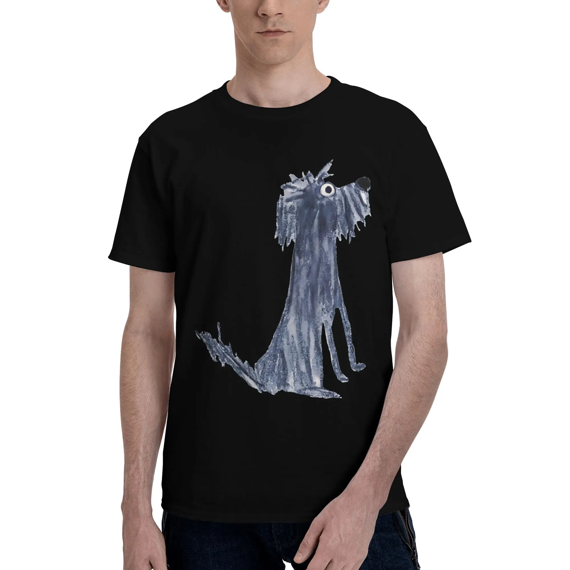 Scruffy dog Men's T Shirts Messy hair don’t care dog Amazing Tee Shirt Short Sleeve Round Collar Original Tops T-Shirt