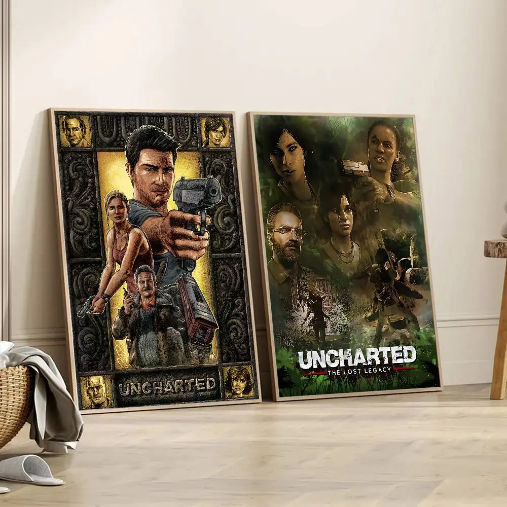 U-Uncharted Gam Classic Movie Posters Waterproof Paper Sticker Coffee House Bar Decor Art Wall Stickers