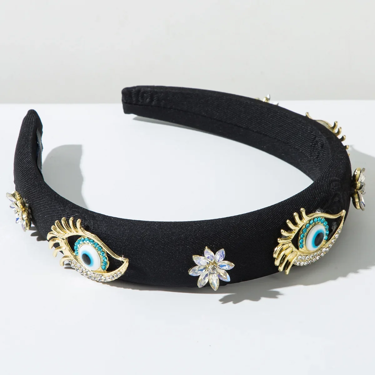 Heavy Industry Baroque Temperament Devil's Eye Flower Diamond Headband Luxury Versatile Hair Accessories Women