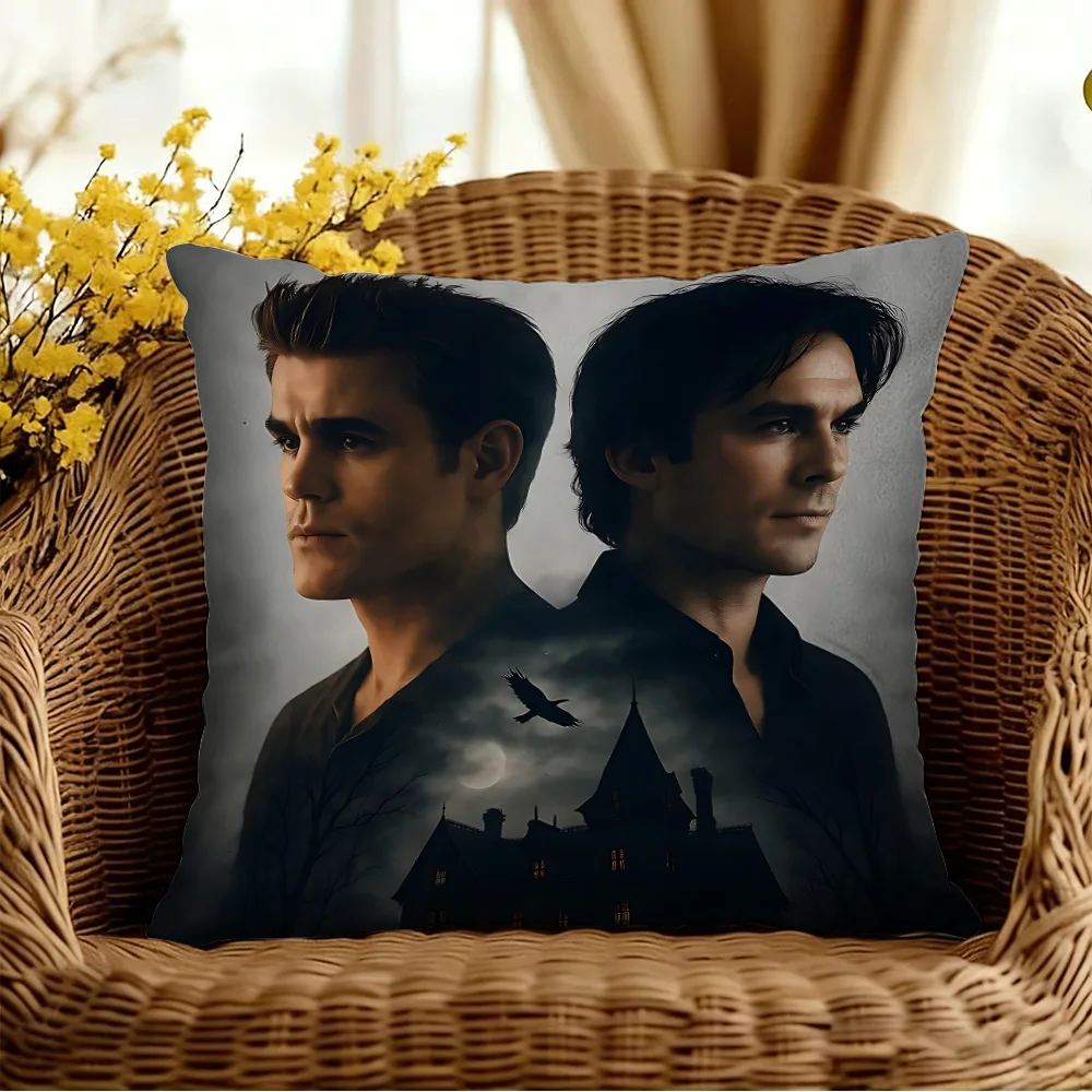 Fundas de almohada para series de televisión, decorativas para sofá, con estampado a doble cara, de felpa corta, con diseño de The V-Vampires D-Diaries
