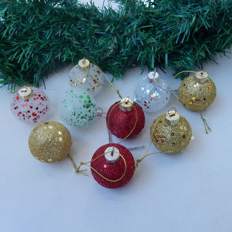 18pcs/pack Diameter=4cm Mini Size Different Painting Glass Globe Home Decoration Handmade Christmas Tree Pendant Gold Ball