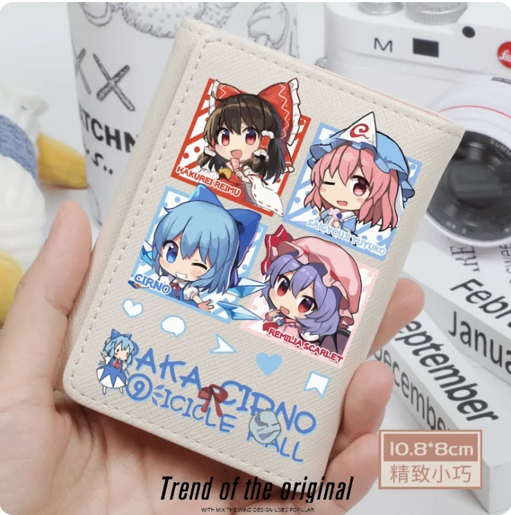 Anime Touhou Project Hakurei Reimu Cirno Fashion Wallet PU Purse Card Coin Hasp Money Bag Cosplay Gift B174