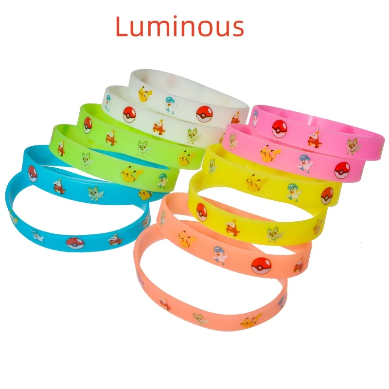 Anime Pokémon Cute Pikachu Charmander Squirtle Silicone Bracelet Cartoon Characters Children\'s Bracelet With Party Toys Gifts