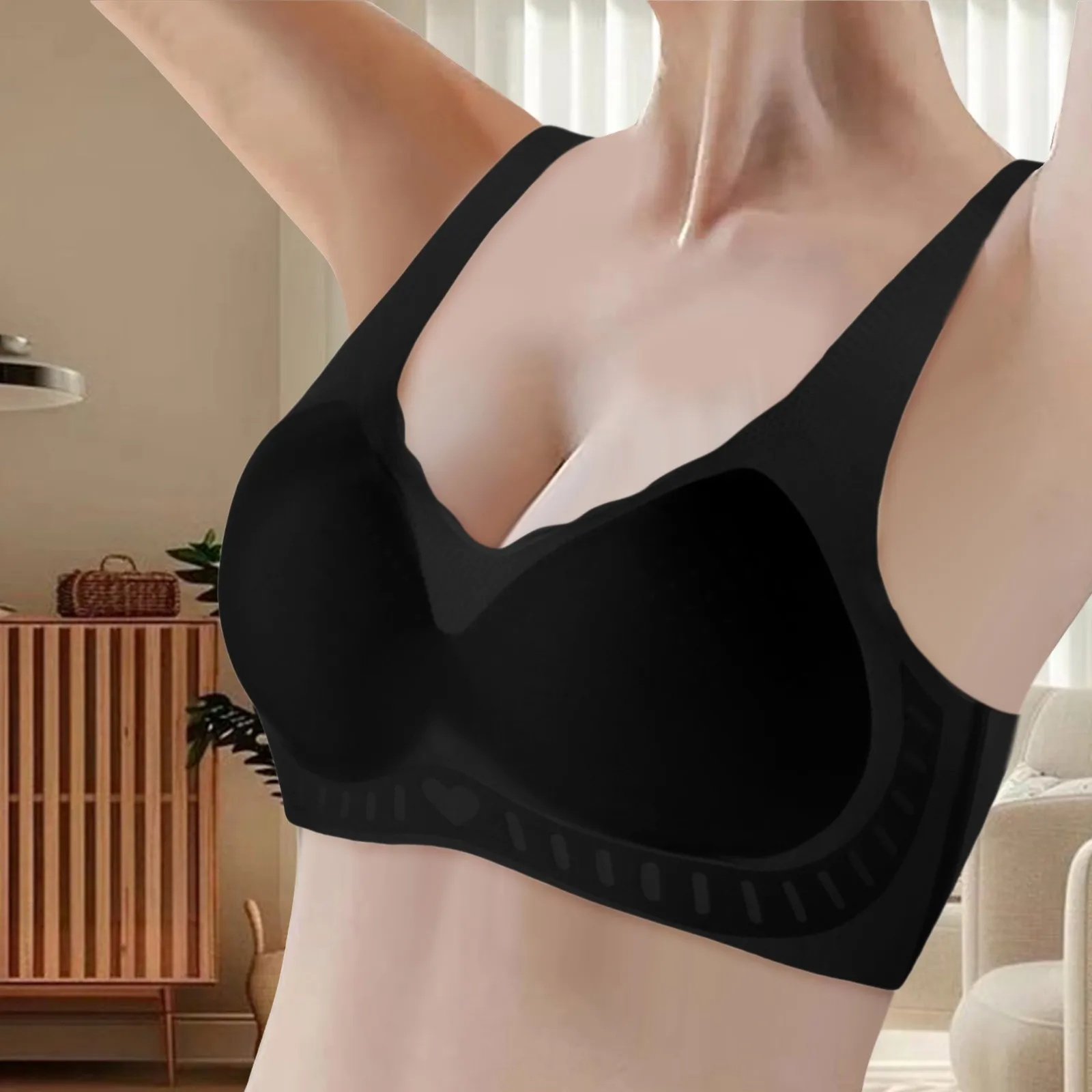 Lifting Anti-Sagging Wireless Push-Up Bra Machine Washable Comfort Underwear Shockproof Sports Fixed Cup Bra For Running Riding