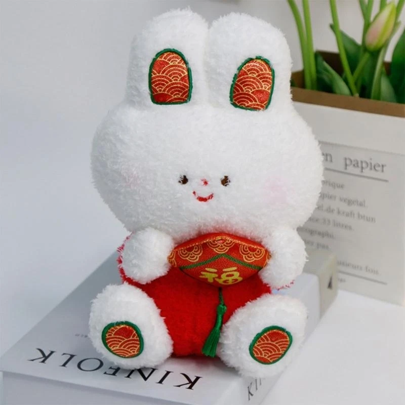 

Plush Rabbit Stuffed Animals Toy Chinese New Year Zodiac Animal Mascots Gifts 15UB