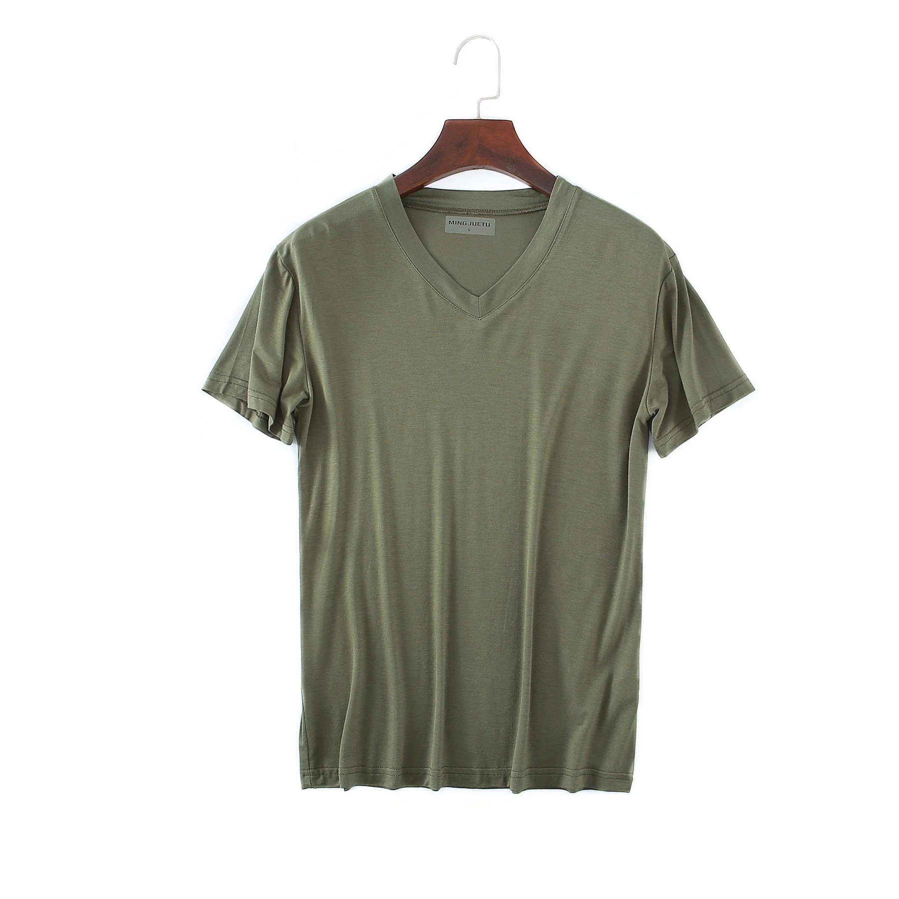 2026 Brandneues Herren Modal T-Shirt V-Ausschnitt Große Größen Herren T-Shirt Kurzarm Locker Sitzendes Herren-T-Shirt Einfarbig für Männer Oberteile Tees – Detail 9