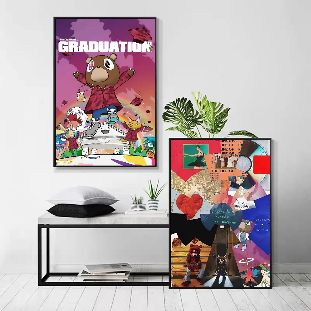 Modern Pop Wall Art Hip-Hop Rapper Kanye West Poster Movie Sticky Posters Retror DIY Room Bar Cafe Aesthetic Art Wall Painting