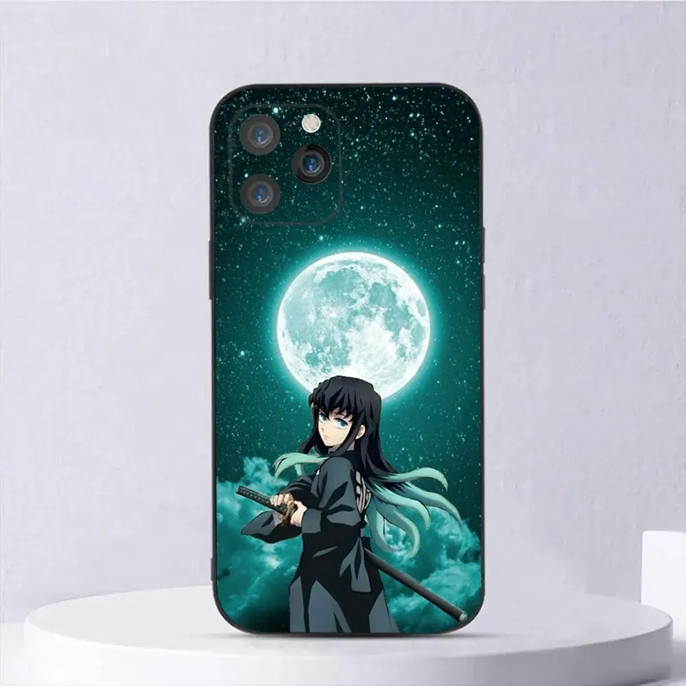 Anime Muichiro Tokito Phone Case For iPhone 15,14,13,12,11,Plus,Pro Max,XS,X,XR,SE,Mini,8,7 Soft Silicone Black Cover