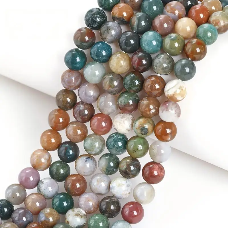 Natural Stone Indian Agate Bead Round Loose Spacer Beads 4 6 8 10mm for Jewelry Making DIY Necklace Bracelets Accessory Findings