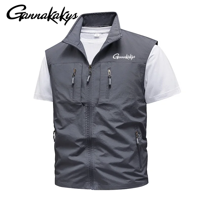 2024 Multi Pocket Men's Fishing Vest Spring/Summer Lightweight Outdoor Fishing Travel Vest Windproof Leisure Fishing Vest