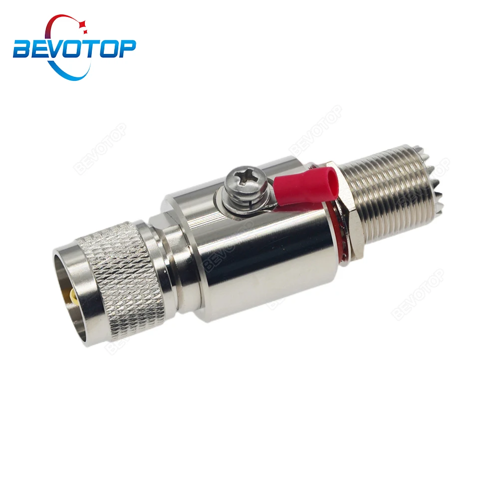 

BEVOTOP UHF Coaxial Lightning Protector SO239 UHF Female to PL259 UHF Male Gas Discharge Protection for Radio WLAN WiFi 50ohm