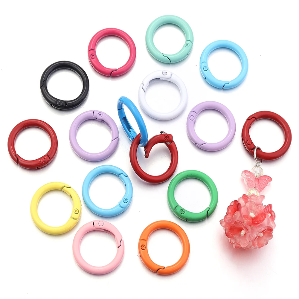 5-10pcs/lot Metal O Rings Spring Clasps Openable Round Carabiner Keychain Clips Hook Dog Chain DIY Jewelry Making Connectors