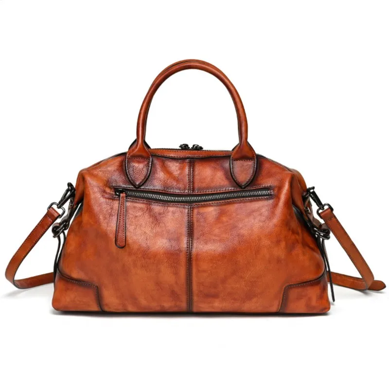 Johnature 2024 nuova borsa da donna retrò borsa da viaggio in vera pelle Tote Casual borse a tracolla di grande capacità in pelle bovina morbida