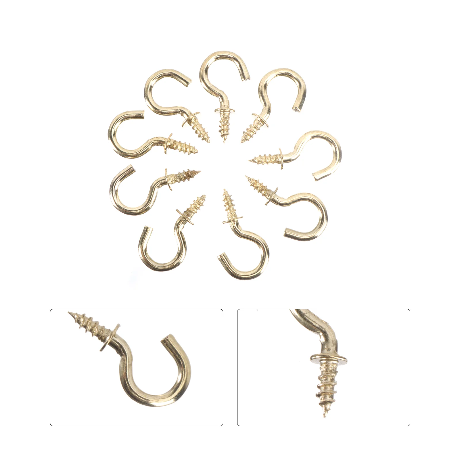 20 Pcs Copper Plated Ceiling Hooks Screw-in Cup Metal Wall Mounted Clothes Rack