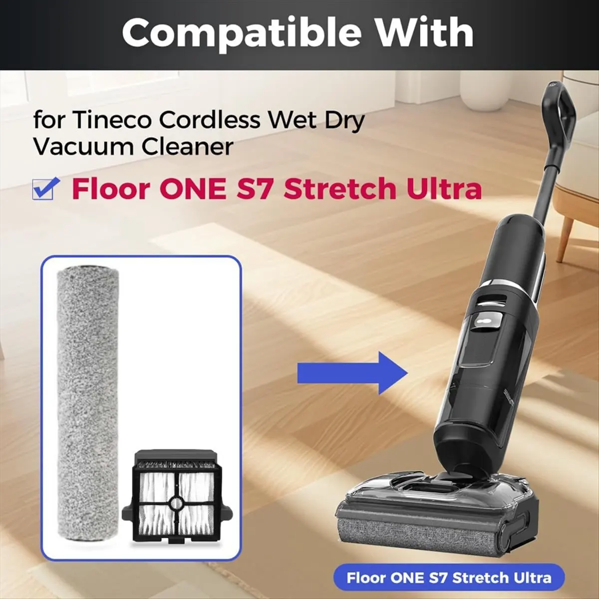A210U Aug. Roller Brush and Hepa Filter for Floor ONE S7 Stretch Ultra Floor Scrubber Parts Replacement Roller Brush Set