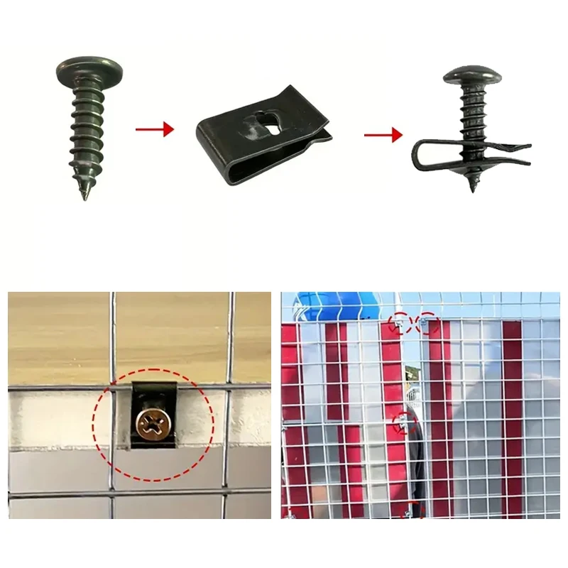 40/100 Stück Motorrad-Clip-Schraubsockel, Bajonett-Clip, Kunststoffabdeckung, Schraubbolzen und U-förmige Clips mit Mutter, Stoßstangenschutz – Detail 5