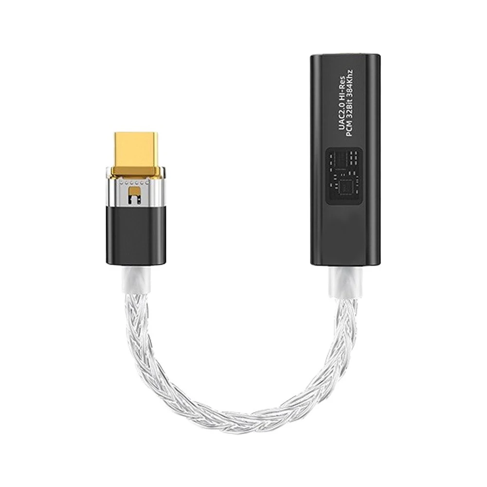 Compact HiFi Sound Decoder Featuring 3.5mm Headphone Jack And Type-C For Mobile Devices PC Console Silver Finish