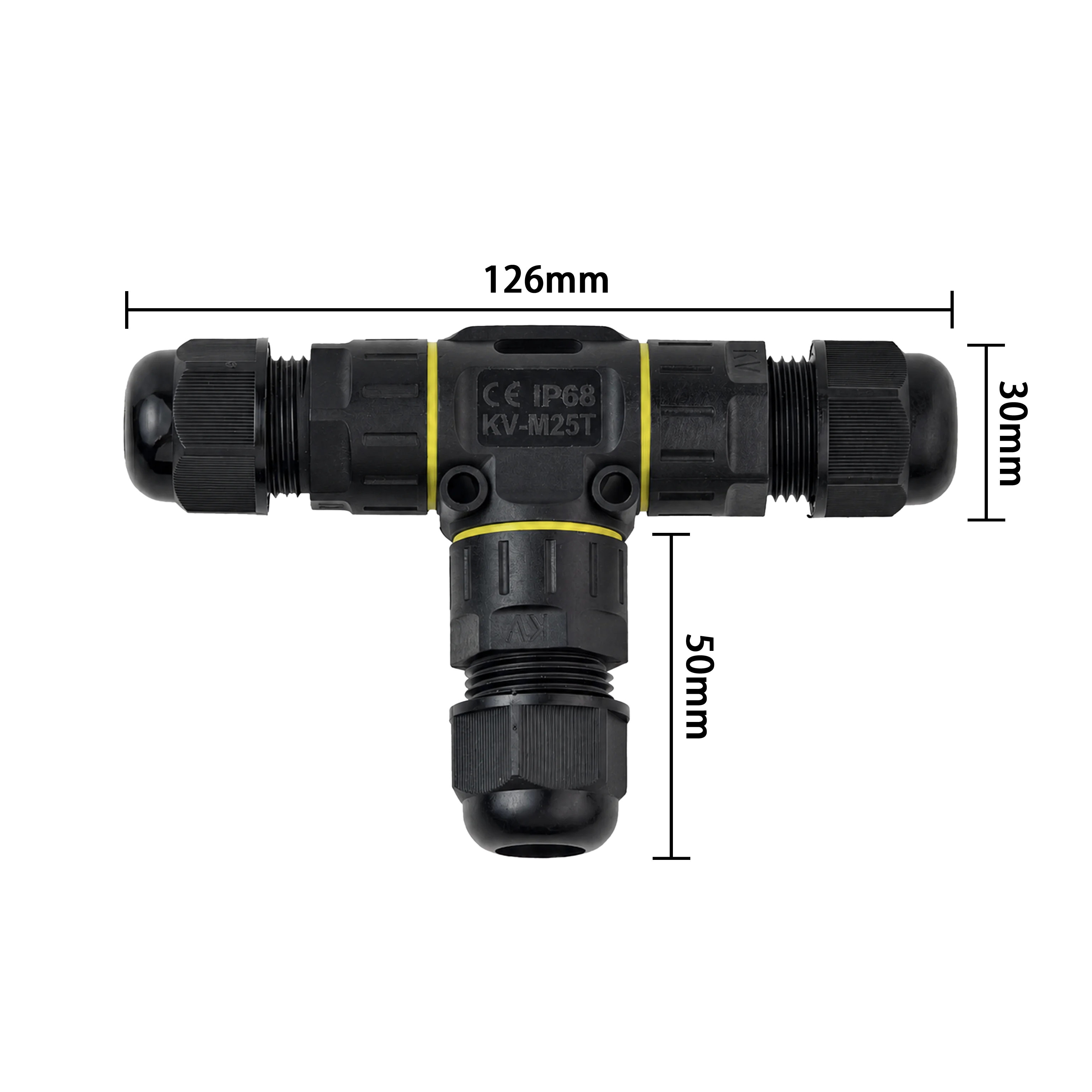 IP68 Waterproof T-Type Wire Connector 2/3 Pin Three-Way Branch Cable Joint Screw Terminal Outdoor Electrical Junction Box Wiring