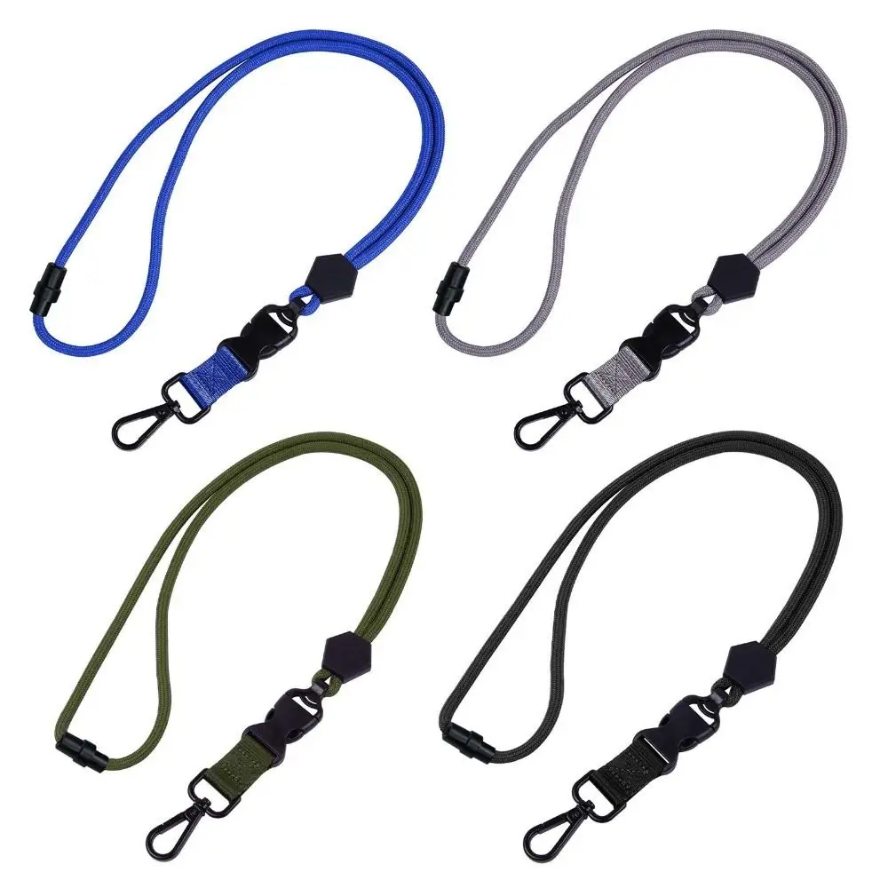Necklace Solid Color ID Rope Metal Polyester Adjustable Neck Strap Keychain Holder Women Men