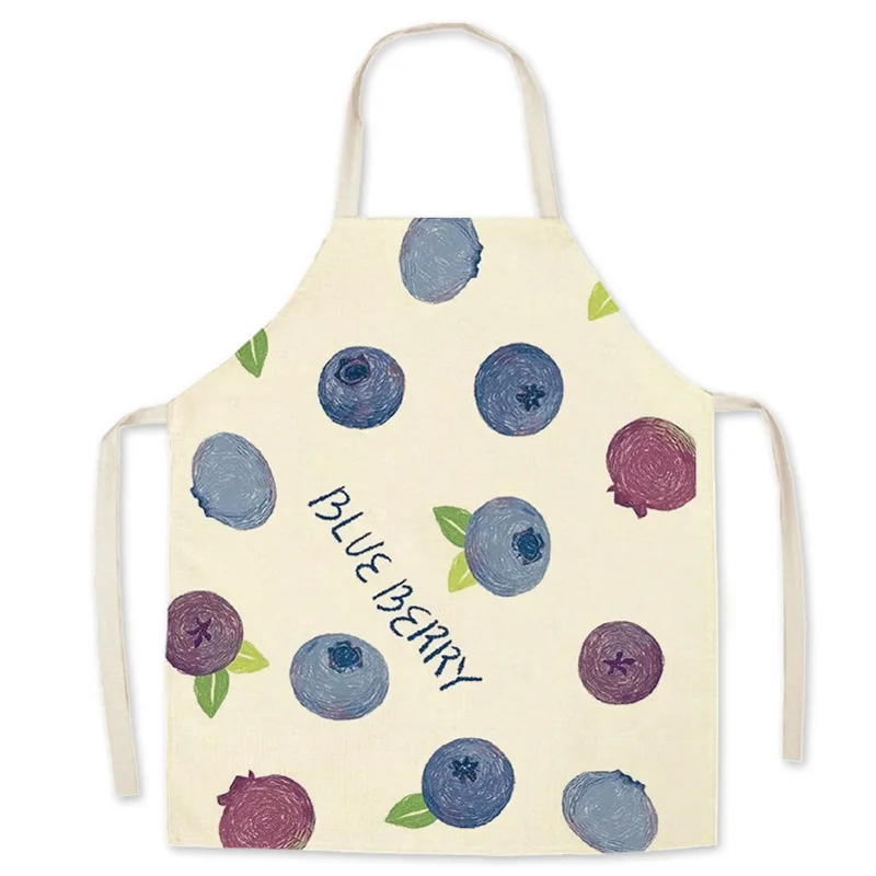 Children\'s Imitation Linen Printed Apron With Fruit Pattern Adult Children\'s Parent-child Sleeveless Apron Strawberry