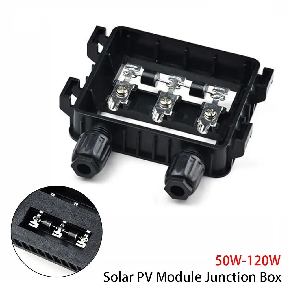 1Pcs 50W-120W 6A Solar Junction Box Black IP65 Waterproof PV Module Box Electrical Testing Tool for 6.5A Solar Panel